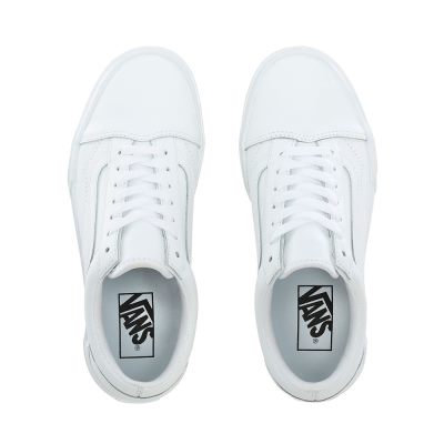 Vans Leather Old Skool Stacked - Kadın Platform Ayakkabı (Beyaz)